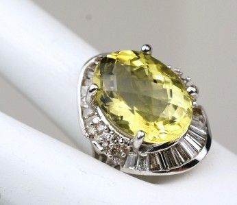 14K ORO VERDE BAGUETTE & ROUND DIAMOND BALLERINA RING  