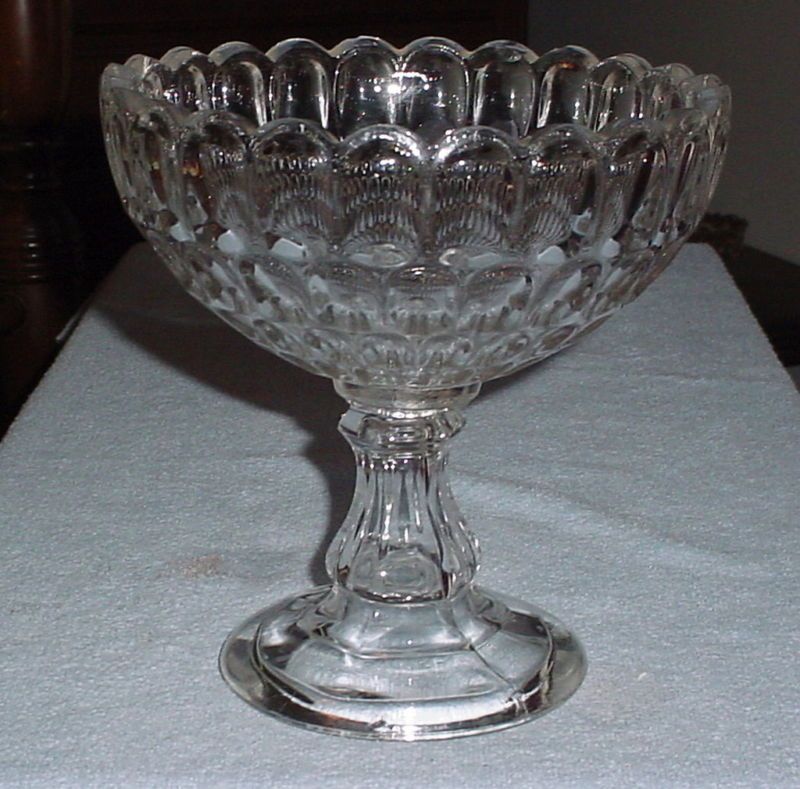 EAPG Thumbprint Flint Glass Compote 7 1/2  