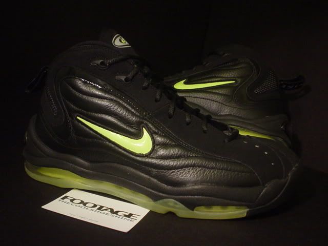 2009 Nike Air Total Max UPTEMPO LE BLACK NEON VOLT GREEN YELLOW Sz 10 