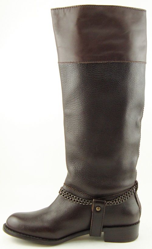 DKNY MEGAN NutMeg Womens Knee High Chain embellished Riding Boots 9 