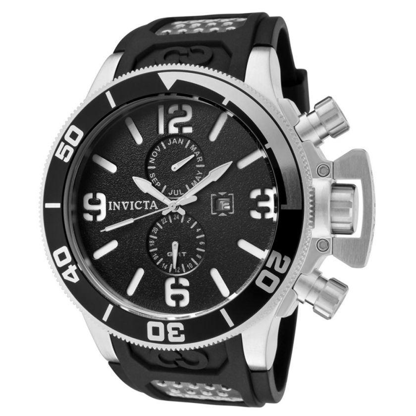 Invicta 0756 Mens Corduba GMT Black Dial Rubber Strap Swiss Dive 