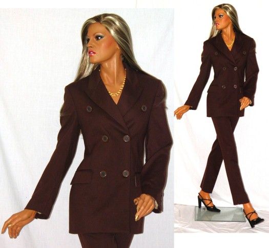 DOLCE & GABBANA $2K Brown Wool Felt Pant Suit; Sz 6, 42  