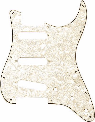 Genuine Fender ® Stratocaster Pickguard Aged White Pearl Moto (4 