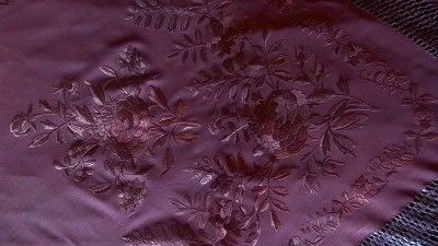 antique silk embroidered brown piano shawl/scarf/manton 19th century 