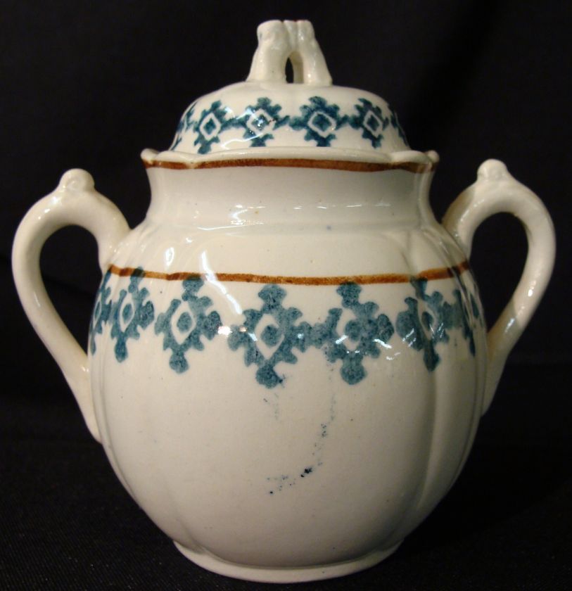 Antique Childrens Tea Staffordshire Transferware Aesthetic Brown Blue 