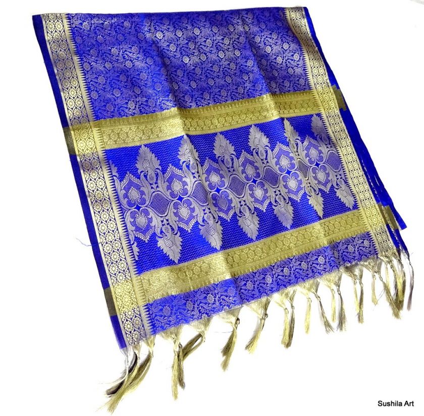 Indian Art Silk Zari Brocade AO Weaved Stole Scarf Shawl Wrap Dupatta 