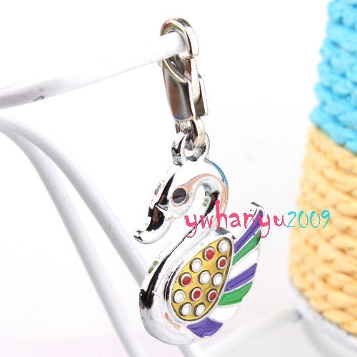 10x Swans Enamel Animal Clip On Fit Charms Bracelet M87  