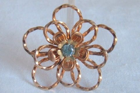 Vintage Louis Stern Lustern Brooch Pin 1/20 10K GF Aquamarine 