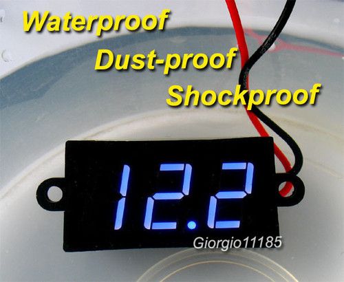 Waterproof Blue Digita Volt Meter 4.5~30V for 12V 24V  