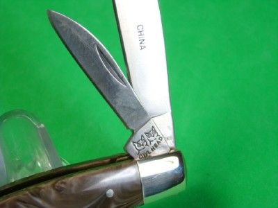   Owl Head 4 Bld Grav/White Swirl Hdl Congress Pocket Knife 122711 8 MJB