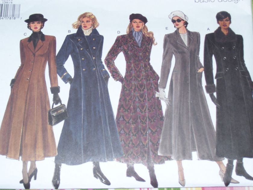 VOGUE #1266 LADIES FABULOUS WINTER COAT PATTERN 6 22uc  