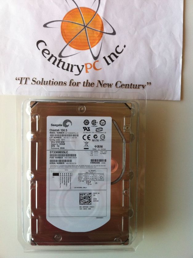 SEAGATE 300GB 15K 80P U320 SCSI DRIVE ST3300655LC *NEW* 763649021347 