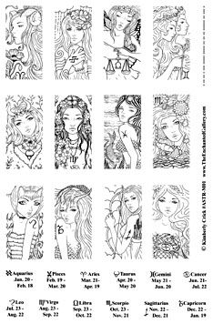 Astrology Sign Zodiac Mermaid Fairy Domino Rubber Stamp  