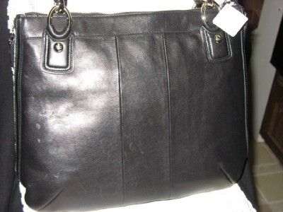 COACH KRISTIN 18298 LEATHER LARGE BLACK ZIP TOP TOTE NEW TAGS  