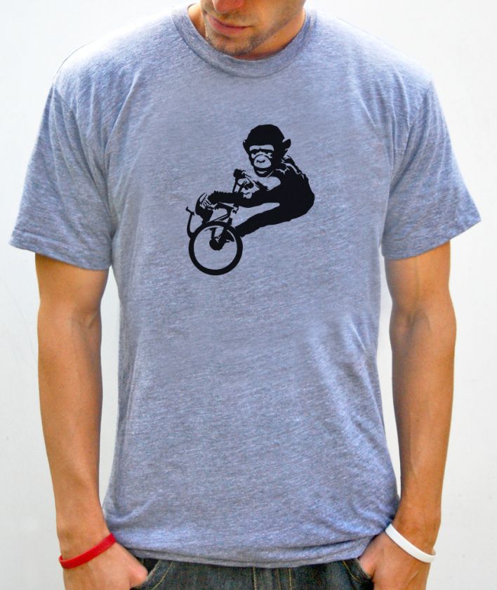 BMX MONKEE T SHIRT STREET ART BANKSY STYLE ALL SIZES  