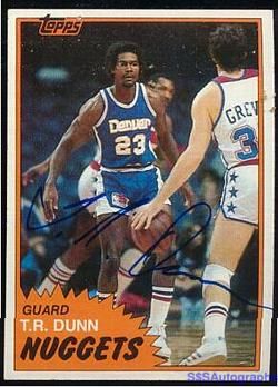 DUNN SIGNED 1981 1982 DENVER NUGGETS CARD WITH COA  