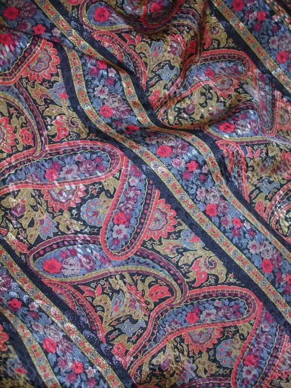 FRITTS NEW YORK HUGE BLACK GOLD RED BLUE PAISLEY SILK WRAP SCARF 44 