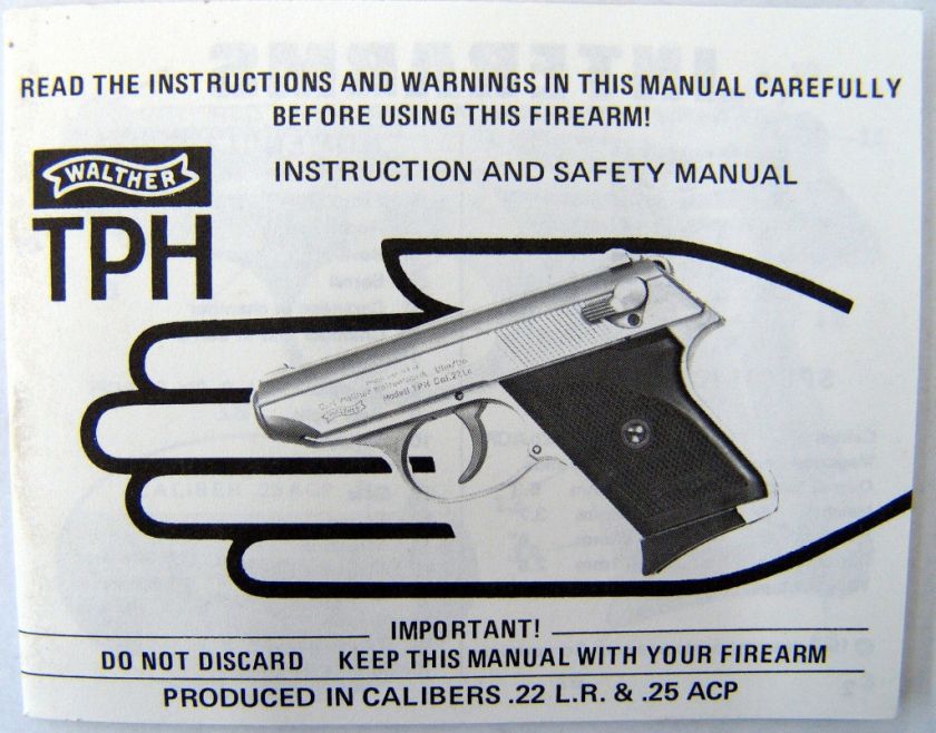 Original Walther TPH .22 L.R. & .25 ACP Manual  