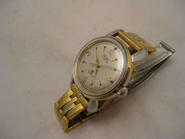 1959 STEEL CASED WYLER INCAFLEX LIFEGUARD DYNAWIND GOLD OVER STAINLESS 