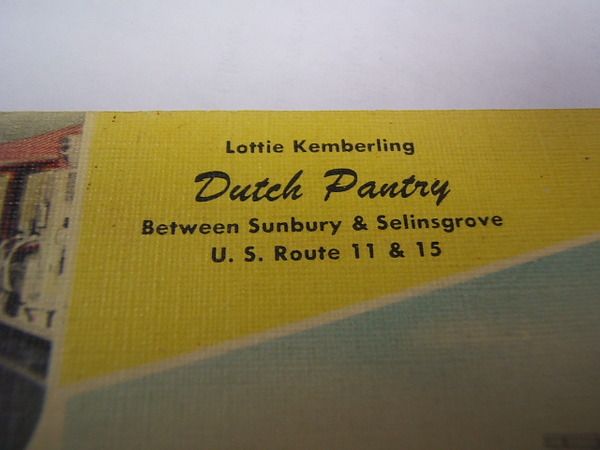 Postcard Dutch Pantry Sunbury/Selinsgrove PA Unused  