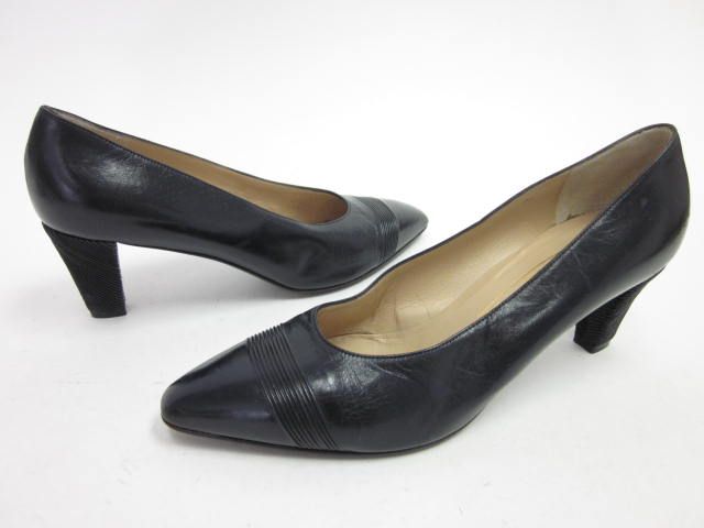 VINT BRUNO MAGLI Navy Leather Pointed Toe Pumps Sz 10  