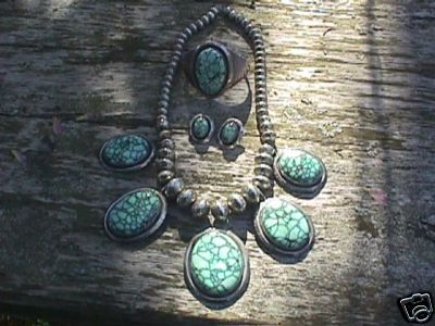 Native American Navajo turquoise s silver jewelry set  
