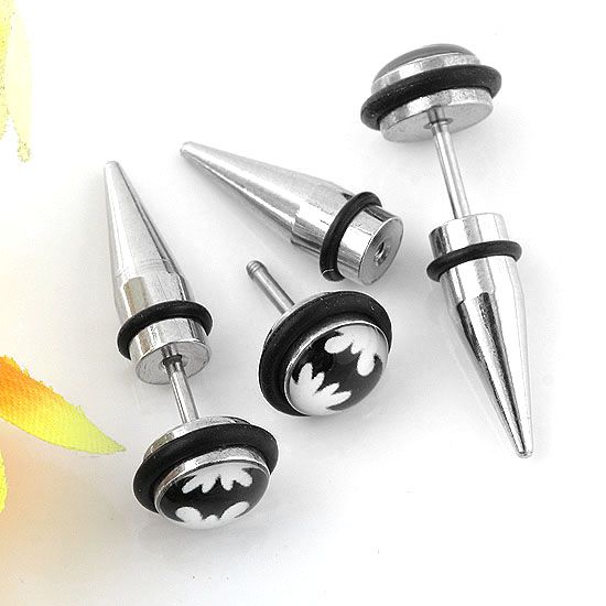 50p Lot Steel Gothic Black@ Bat Mens Punk Ear Studs  