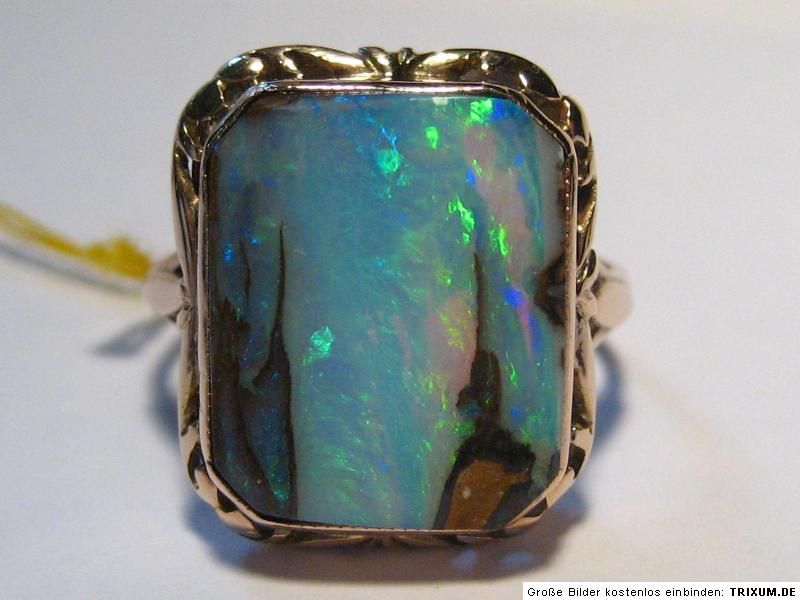 Art Nouveau 14K Ring with Boulder Opal, 4.62  Vid  