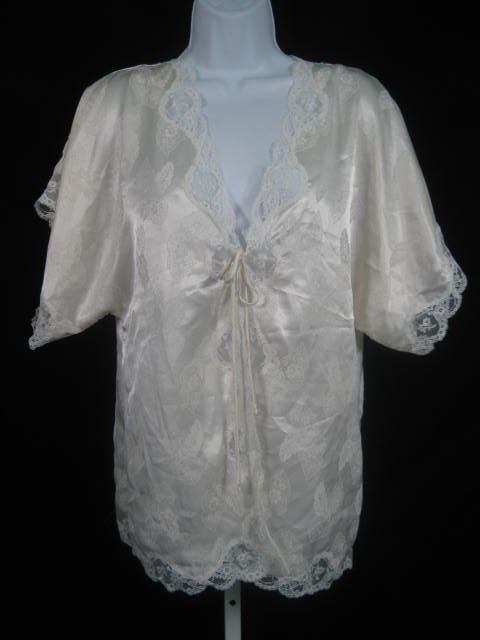 EVE STILLMAN COUTURE Cream Short Sleeve Lace Shirt S  