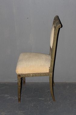 PAIR PAINTED FRENCH UPHOLSTERED SIDE CHAIRS C 1900  