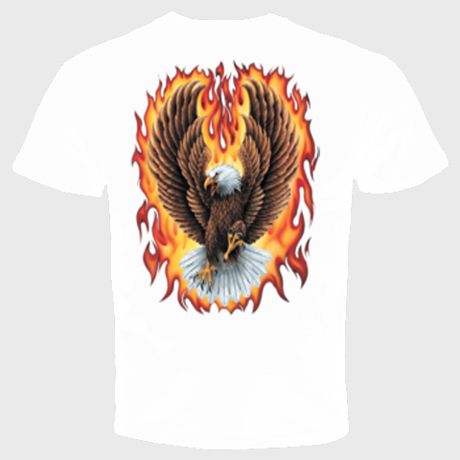 USA T shirt Eagle Flames Harley Davidson Biker Screaming Military 