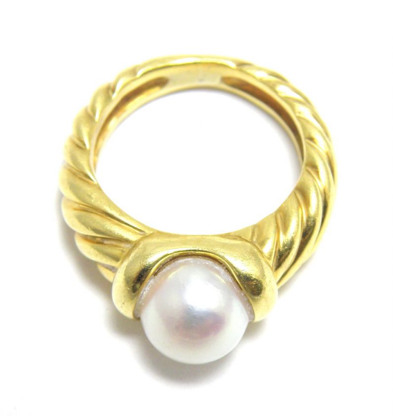 AUTHENTIC DAVID YURMAN 18K GOLD PEARL RING  