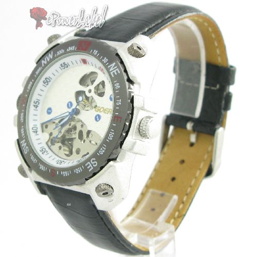 Y204 Automatic Sport Skeleton Mechanical Wrist Men Boy Watch  