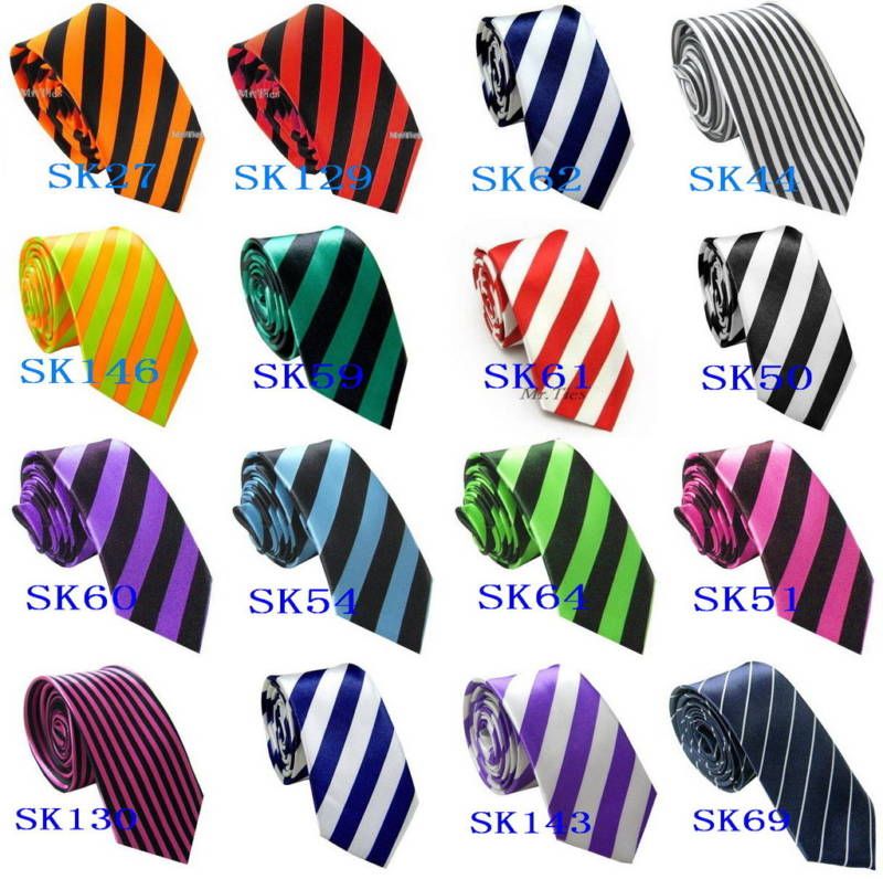 Satin Stripes Skinny Ties Necktie  BUY 1 GET 1 FREE  