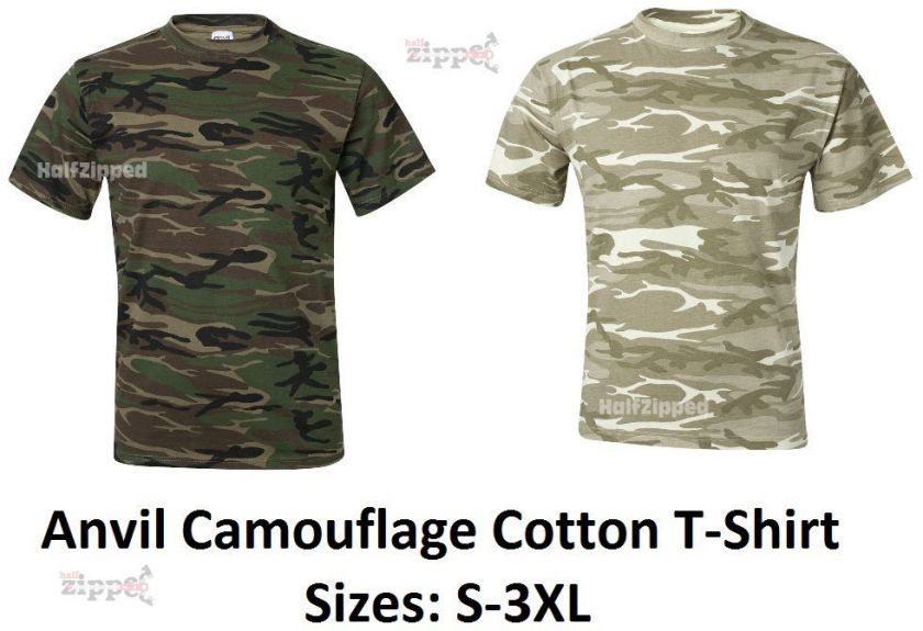   Mens Camouflage Cotton T Shirt 939 S 3XL Green or Sand Camo  