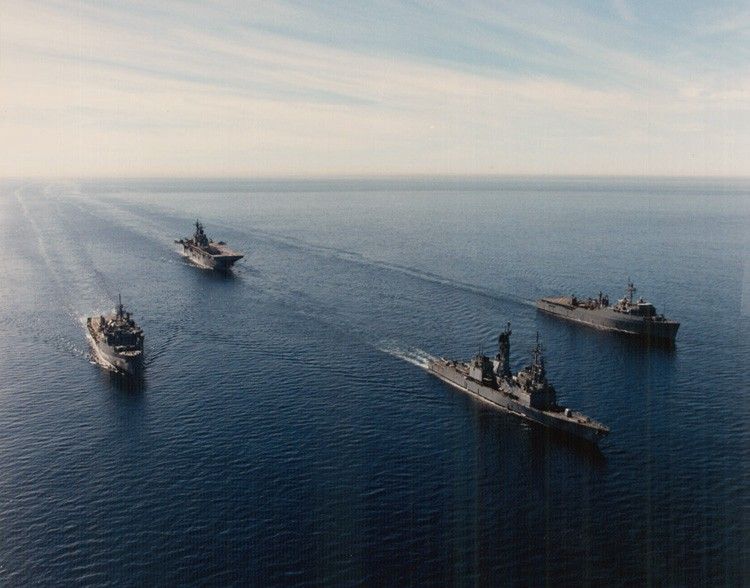 Boxer (LHD 4) steaming with a Task Force during a routine exercise 