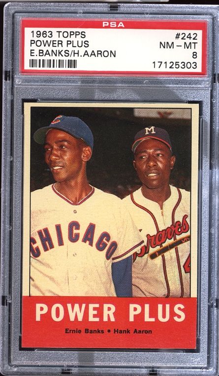 1963 Topps #242 Power Plus Banks/Aaron PSA 8 NM/MT  