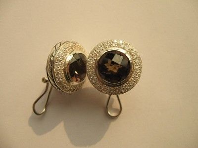 AUTH. DAVID YURMAN 10MM SMOKEY QUARTZ CERISE EARRINGS  