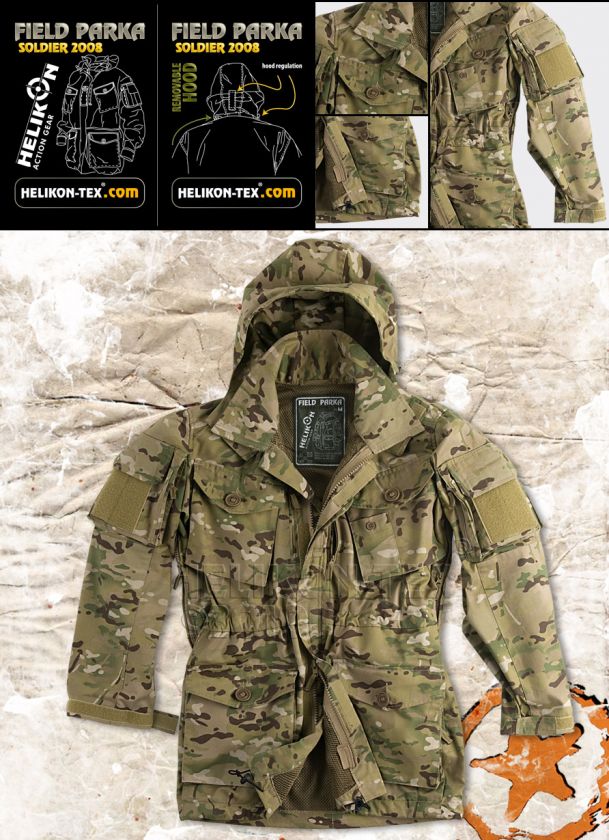 HELICON ARMY FIELD PARKA, WINDPROOF COMBAT JACKET/ SMOCK, MULTICAM 