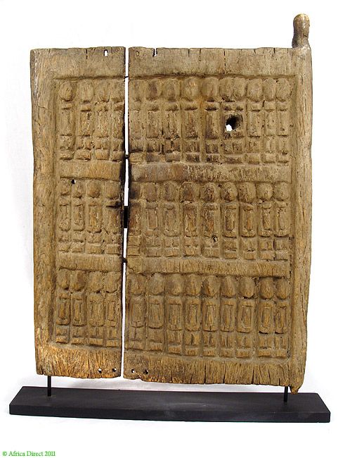 Title Dogon Door with Figures, Custom Mount Mali Africa