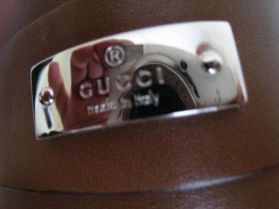 GUCCI BROWN LEATHER SLIP ON OXFORD W/SILVER PLATE Sz 10  