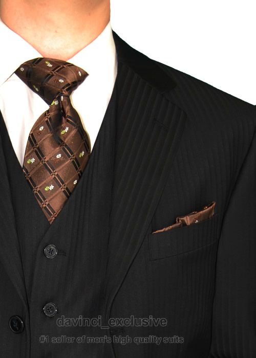 VALENTINO $1798 SUIT WOOL 1659 3 BLACK VESTED 48R  