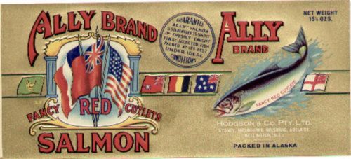 Ally Vintage Salmon Can Label Alaska  