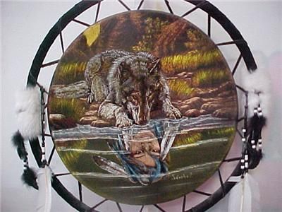 NATIVE AMERICAN INDIAN HAND PAINTED SHIELD SANCHEZ