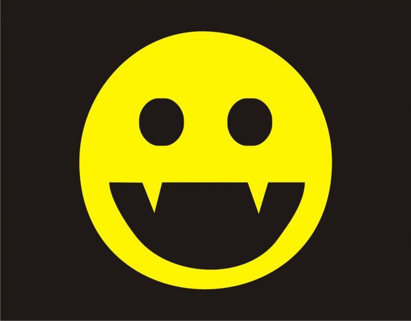 SMILEY FACE WITH FANGS Halloween Vampire Kids Funny Tee  