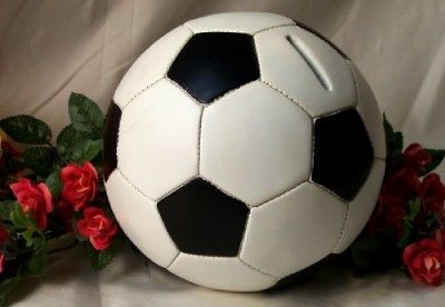 Large 5 1/2 Round Stone Resin Soccer Ball Bank  