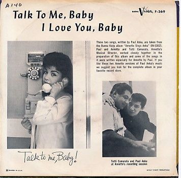 ANNETTE FUNICELLO Talk To Me Baby 45 rpm + PS HEAR IT Paul Anka  