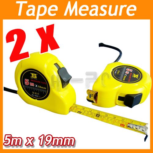 Metric/English Tape Measure Ruler Tool 5m/2 19mm Lot of 2  