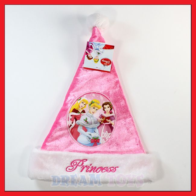 Disney The Princesses Teens Pink Velour Christmas Santa Hat  