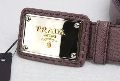 NEW PRADA SAFFIANO LEATHER SQUARE LOGO BUCKLE LADIES BELT 95/38  